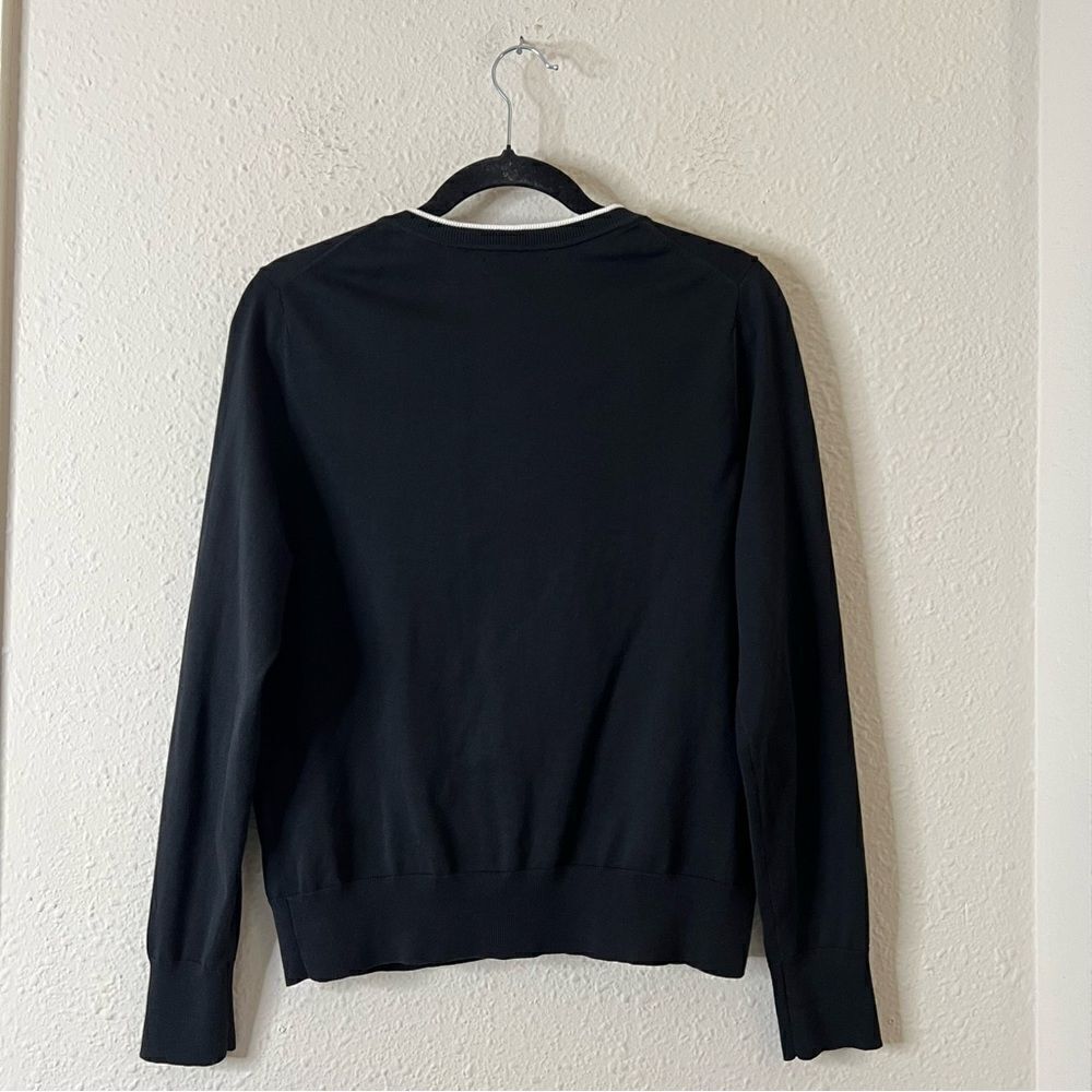 Banana Republic Crew Neck Black Cardigan Size Medium Stretch Cotton - Picture 5 of 7